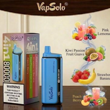   VapSolo Quads 80K /Pink Lemonade/Kiwi Passion Fruit Guava/Strawberry Banana/Peach Berry/ 5%